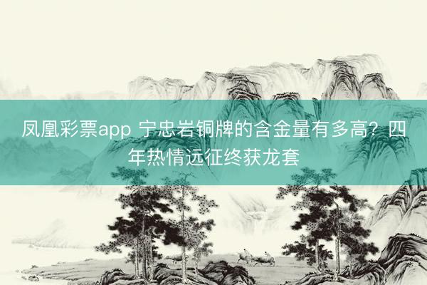 凤凰彩票app 宁忠岩铜牌的含金量有多高?四年热情远征终获龙套