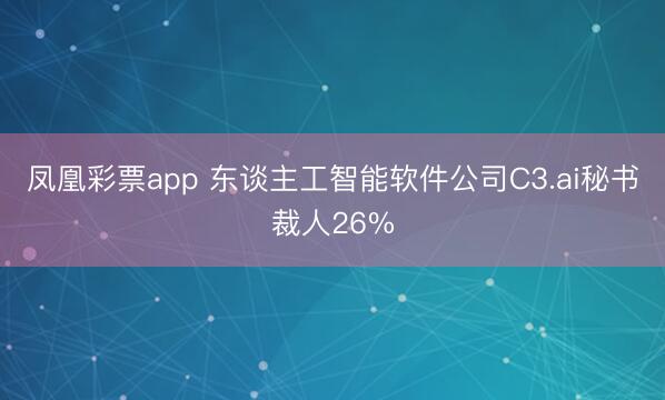 凤凰彩票app 东谈主工智能软件公司C3.ai秘书裁人26%