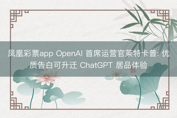 凤凰彩票app OpenAI 首席运营官莱特卡普: 优质告白可升迁 ChatGPT 居品体验
